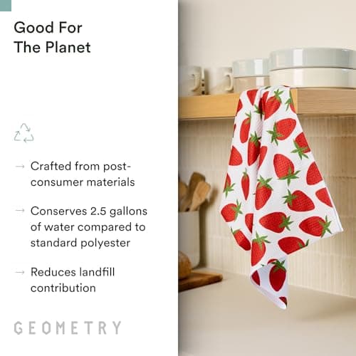 GEOMETRY Tea Towels – Spring & Summer Collection – Quick-Dry, Ultra-Absorbent, Reusable Microfiber Kitchen Towels for Drying & Cleaning - Berry Sweet - 1 Pack view 5