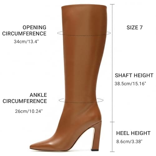 DREAMCIA Knee High Boots Women Chunky Block Heel Square Toe Leather Boots Fashion Tall Dress Boots Long Fall Boot view 5
