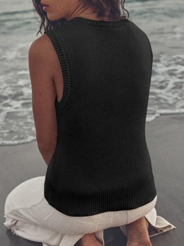 Saodimallsu Women's Ribbed Knit Sweater Vest view 5