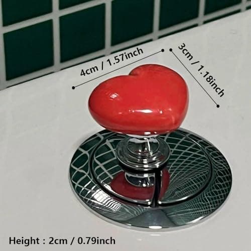 4 Pack Toilet Push Button Aid Replacement Sticker for Long Nails Protection, Heart-Shaped Button Extension Press Flush Knobs Sticker, Push Toilet Button Easily view 2