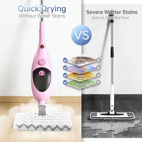 Moolan Steam Mops for Floor Cleaning, Steam mop for Hardwood Floors with Adjustable Steam & Double-Sided Pads, Floor Steamer for Laminate Floor, Tiles, Grout, Furniture (400ML Tank) view 5