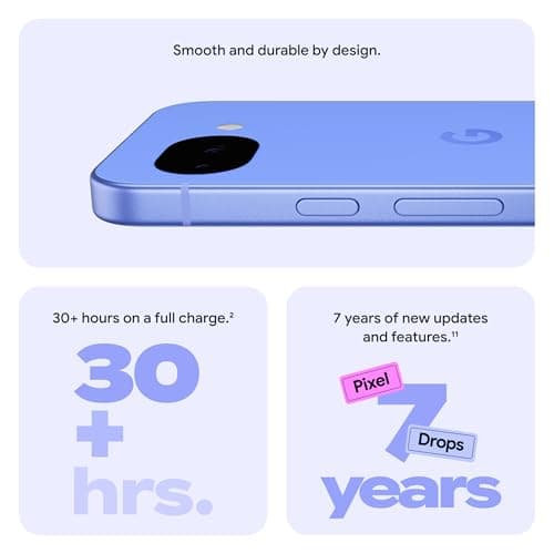 Google Pixel 10a - Unlocked Android Smartphone - 7 Years of Pixel Drops, 30+ Hours Battery, Camera Coach, Gemini Live, Durable Design, Call Screen, Car Crash Detection - Obsidian - 128 GB (2026 Model) view 2