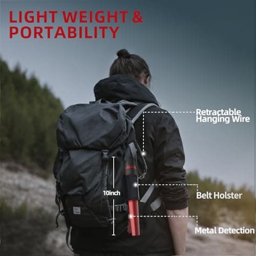 PANCKY Metal Detector Pinpointer for Adults Kid, IP68 Fully Waterproof Underwater Metal Detector Adjustable Sensitivity Handheld Pin Pointer Wand Treasure Hunting 360°Detection High Accuracy LED Light view 6