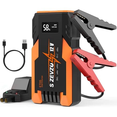 S ZEVZO ET05 Jump Starter 5000A Portable Car Jump Starter Battery Pack (7.2L Gas/ 5.5L Diesel), 51.8Wh 12V Jump Box with USB Ports, LCD Display and 3 Modes Flashlight — image 1