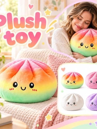Giant Dumpling Pillow, 10.8-Inch Cute Plush Stuffed Bun Pillow Home Decor view 4