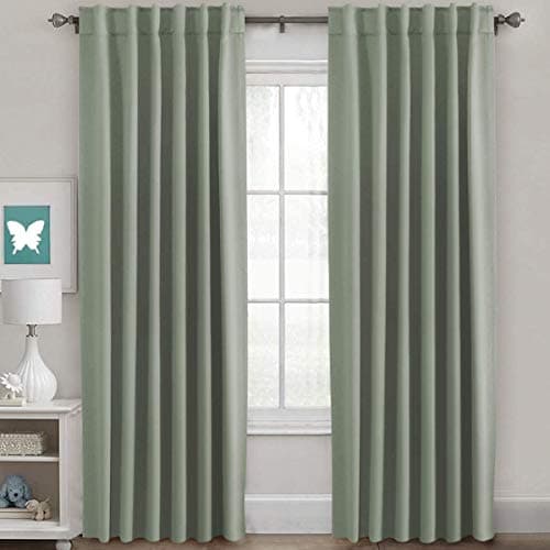 H.VERSAILTEX Blackout Curtains Thermal Insulated Window Treatment Panels Room Darkening Blackout Drapes for Living Room Back Tab/Rod Pocket Bedroom Draperies, 52 x 84 Inch, Light Sage, 2 Panels view 1