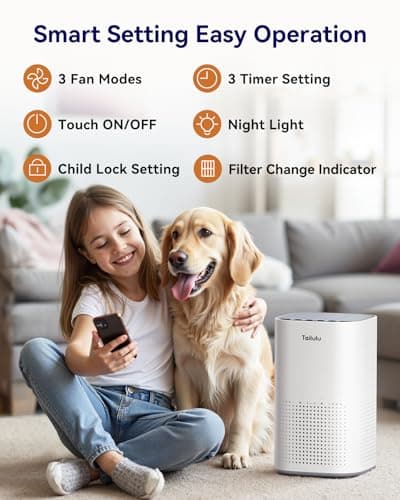 Air Purifiers for Home Large Room up to 1500ft², Tailulu H13 True HEPA Air Purifier for Pets Dust Odor Smoke, Air Purifier for Bedroom with 15dB Quiet Sleep Mode for Bedroom Office Living Room view 3
