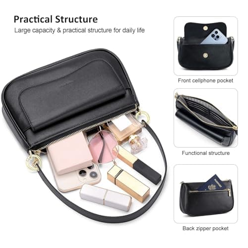 Peacocktion Small Shoulder Bag for Women Trendy Vegan Leather Crossbody Purses Handbags view 3