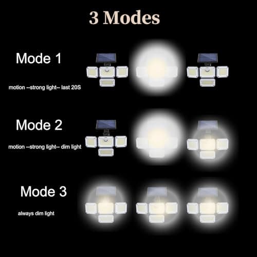 Virexalm Solar Lights Outdoor Motion Sensor,Stocking Stuffers Gifts for Adults Mom Men Teen,333 LED Solar Powered Security Flood Lights,IP65 Waterproof Wall Light for Garden Decor Patio Yard view 5