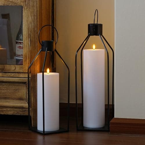 Yeelida 4" x14" Flameless Flickering Waterproof Candles with Remote, LED Battery Operated Timer Plastic White Pack of 2 Pillar Candles for Outdoor Use (Long Lasting 420+ Hrs) view 5