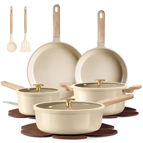 CAROTE 14Pcs Pots and Pans Set Non stick, Ceramic Cookware Set, Non-toxic Kitchen Cooking Set, PFAS and PFOA Free view 1