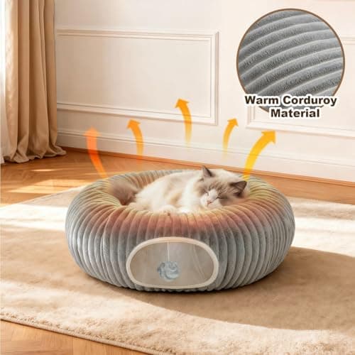 Catails Cat Tunnel Bed with 31 Pcs Interactive Cat Toys, Automatic Cat Toys for Indoor Cats Kittens, Cat Tube with Moving Ball, Grey view 6