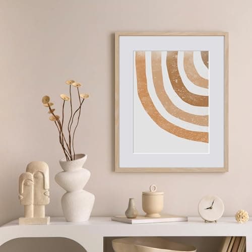 puthiac 16x20 Solid Oak Wood Picture Frame, Fits 12x16 with Mat or 16x20 Without Mat, Wall Display Only, Vertical or Horizontal, Plexi Front, 3 Pack, Natural Oak view 6