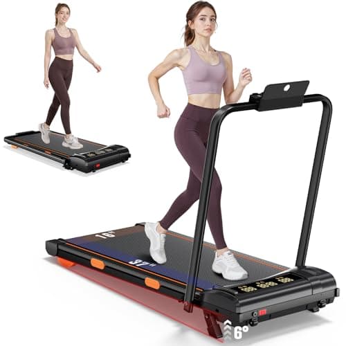 Advzon Foldable Treadmills for Home, Quiet Treadmill with 10% Incline, Walking Pad Treadmill with Desk, 350lbs Weight Capacity Walking or Running for Home Office