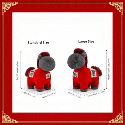 LXYUNKJ 2026 Year of The Horse Stuffed Animals Plush Soft Plushie Toys - Mascot Doll Toys Zodiac Decor, Super Cute Plush Soft Toy for Adults, Kids and Families Gifts (16" Chì Tù) view 2