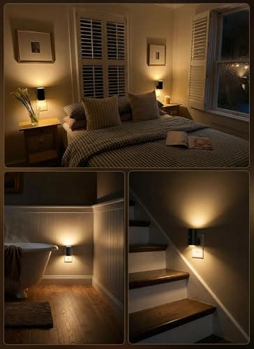 Brightown 2 Pack Night Lights Plug Into Wall, Modern Night Light with Rotating Plug, Dusk to Dawn Sensor, 0-100LM Stepless Dimming Nightlights, Home Decor for Hallway Bedroom Bathroom, Soft White view 6