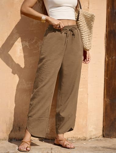 IWD Womens Wide Leg Palazzo Pants 2026 Summer Boho Casual Lounge Trousers with Pockets Beach Vacation Clothes view 5