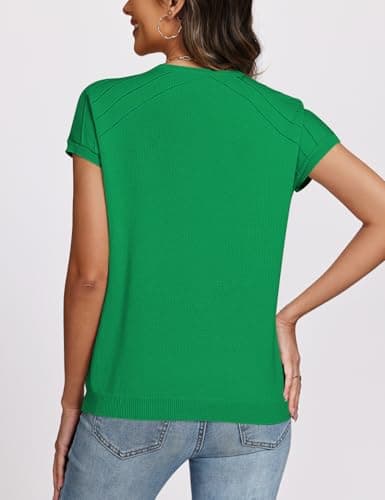 CiCiBird Short Sleeve Sweater for Women Crew Neck Summer Tops Beach Vacation Pullover Business Casual Outfits view 2