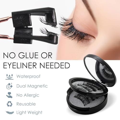 Magnetic Eyelashes, Light Weight Natural Look False Eyelashes with Applicator and Eyelash Comb, Reusable & No Glue Needed view 2