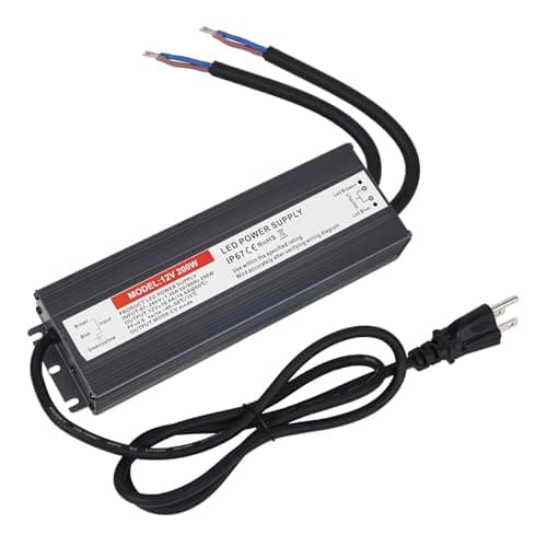 Hanbaak LED Driver 200 Watts, IP67 Waterproof Power Supply, Low Voltage Electronic Transformer, 97V-265V AC to 12V DC, 12V Constant Voltage LED Power Supply for LED Light Strip — image 1