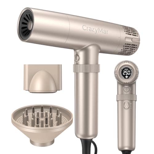 CrazyMar Ionic Hair Dryer with Diffuser, 8X Fast Drying Salon Blow Dryer | 16 Temp 3 Speed Settings, Large Display, Lightweight Portable, for Women Men — image 1
