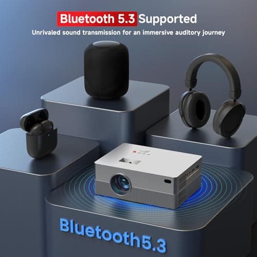 [Electric Focus] Mini Projector with WiFi and Bluetooth, Native 1080P Portable Projector Supported 4K, 15000L Outdoor Projector for Home Theater, Compatible with iOS, Android, TV Stick, HDMI, USB view 5