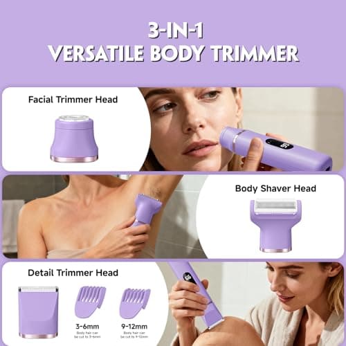 Bikini Trimmer for Women, Tiovara Electric Razor for Private Area, Painless Pubic Hair Trimmer with Charging Dock, IPX7 Waterproof Wet & Dry Lady Shaver for Leg Underarm Arm Body, Gift for Her view 2
