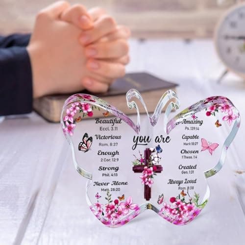 Christian Gifts for Women, Butterfly Inspirational Gifts for Friends, Religious Spiritual Gifts for Her Mom Girl Coworker Sister, Birthday Gift for Women - Acrylic Plaque view 3