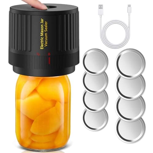 Electric Mason Cordless Vacuum Sealer Kit for Wide-Mouth & Regular-Mouth Mason Jars, for Food Storage and Fermentation, Black view 1