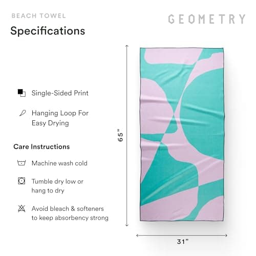 GEOMETRY Micro-Loop Beach Towel – Spring & Summer Collection – Quick-Dry, Sand-Resistant, Ultra-Absorbent Compact Towel for Beach & Travel (Abstract Life) view 3