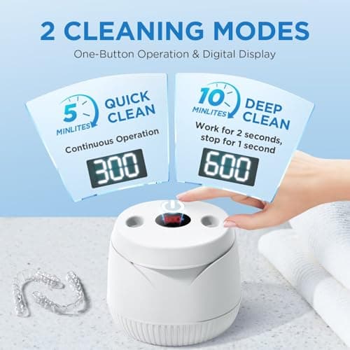Dental Ultrasonic Retainer Cleaner Machine: 45kHz Dental Cleaning Pod with Digital Timer & 200ML, Deep Cleaning for Dentures, Mouth Guards, Aligners, Night Guards, Braces, Toothbrush Heads & Jewelry view 5