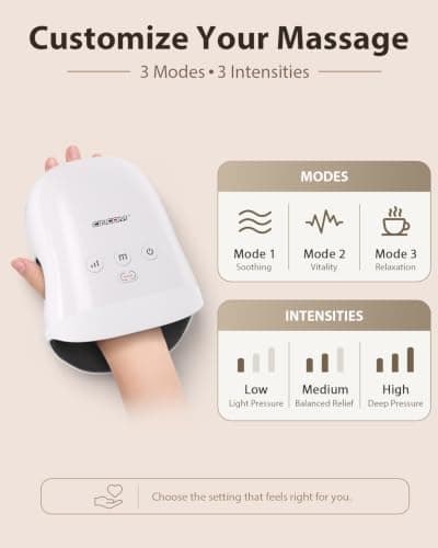 CINCOM Cordless Hand Massager with Heat and Compression, Blue view 3