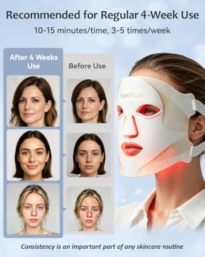 Red Light Therapy for Face, 8 Light Modes & 850NM Infrared LED Face Mask Light Therapy with 288 LEDs 3-in-1 Chip, Auto Cycle, Rechargeable Remote,Cordless Red Light Mask Skincare for Home Travel view 4