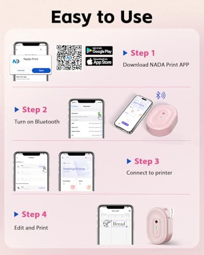NADAIIN N12 Label Maker Machine with Tape, Mini Bluetooth Label Printer, Small Labeler Portable Thermal Label Makers Multiple Templates for Home School Office Kitchen view 2