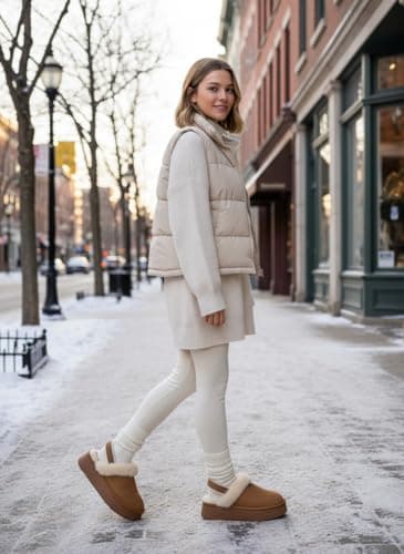 Swalker Winter Slippers for Women – Warm Faux Fur Lined Snow Slippers with Non-Slip Sole, Indoor & Outdoor Platform House Slippers view 3