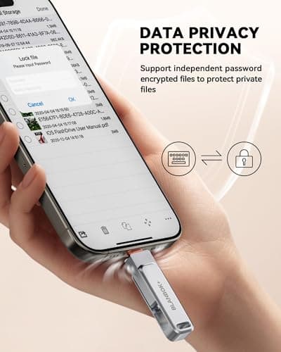 MFi Certified 256GB iPhone Photo Stick, High-Speed USB Flash Drive Memory Storage for Video Backup, Compatible for iPhone/iPad/Android/PC (Pearl Silver) view 5