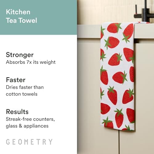 GEOMETRY Tea Towels – Spring & Summer Collection – Quick-Dry, Ultra-Absorbent, Reusable Microfiber Kitchen Towels for Drying & Cleaning - Berry Sweet - 1 Pack view 4
