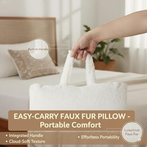 Reading Pillow with Arms for Sitting in Bed, Backrest Support Cushion Soft Back Pillow for Couch, Sofa & Floor, Dorm Essentials, Washable Cover, Faux Fur Wedge Cushion for Adults,Children,Student view 5
