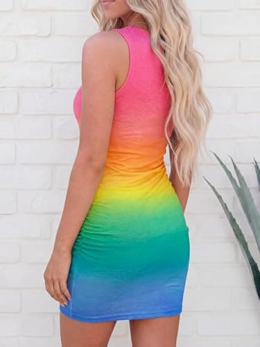 BTFBM Women 2026 Summer Dresses Sleeveless Casual Crewneck Bodycon Cutout Twist Slim Wrap Club Party Beach Mini Dress view 3