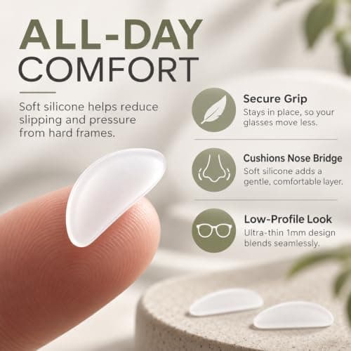 Clear Silicone Nose Pads for Glasses Anti Slip,20Pack Eyeglass Nose Pads | ultra-thin eye glasses nose pads non slip,comfotr glasses nose grips non slip,silicone nose pads for eyeglasses sunglasses view 3