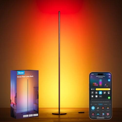 Govee RGBIC Floor Lamp Basic, 1000lm LED Corner Lamp Compatible with SmartThings, Alexa, and Matter, Modern Floor Lamp with Music Sync and 16 Million DIY Colors, Standing Lamp for Bedroom Living Room view 1