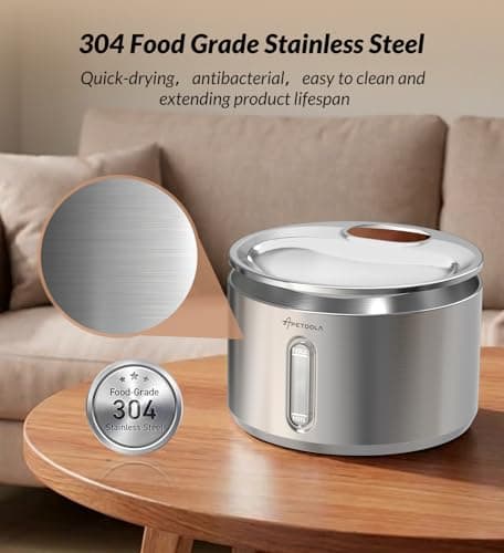 Cat Water Fountain Stainless Steel,135fl-oz/4L Wireless Cat Fountain Battery Operated Pet Fountain with 5 Filters for Dogs Cats Indoor view 4