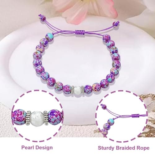 YXOTJHS Mothers Day Bracelet Gifts For Mom, Purple Emperor Stone Bracelets For Mama, Grandma, Grandmother, Women, Mother Day Birthday Gifts From Daughter, Mother's Day Ideas Gift view 5