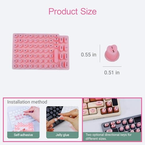 Raised Keyboard Stickers for Long Nails with Letters - Heart-Shaped Antistatic Silicone Protective Cover with Tweezers, Wet Wipes, Dry Towel & Jelly Glue, Ideal for Typing, Gaming & Nail Art (70 Pcs) view 6