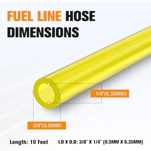 Bullwall 10-Feet 1/4" I.D x 3/8" O.D Fuel Line Hose 6.35mm x 9.5mm PVC High-Performance Fuel Hose Tube for Small Engine Trimmer Lawn Mower Chainsaw Blower Generator Model Parts view 2