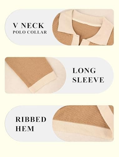 BAYAMO Mens Polo Sweater V Neck Long Sleeve Pullover Sweater Casual Knit Textured Sweater view 5