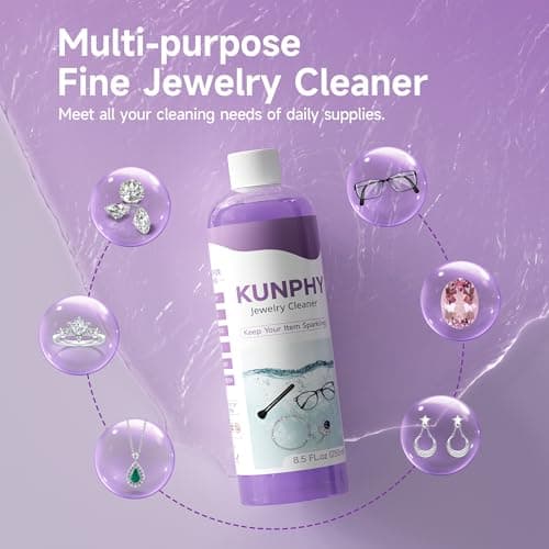 kunphy Upgraded Jewelry Cleaner, New Plant Formula for All Ultrasonic Cleaners, Enhanced Cleaning Effect, Multi-Purpose Glasses cleaner for Silver, Gold, Rings, Diamond and Eyeglass(8.5 oz, 250 ml) view 3
