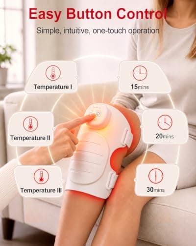 Red Light Therapy Knee Brace, Wireless Silicone Knee Wrap with 660nm 850nm Infrared Light, 5000mAh Electric Heated Knee Wrap for Knee Joint Elbow, Gifts for Women Men view 4