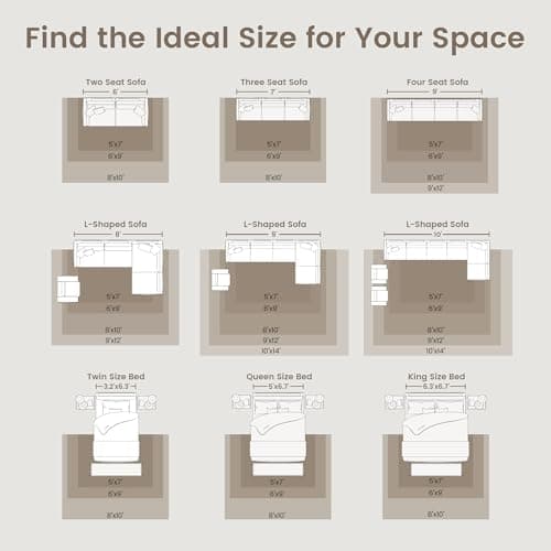 zesthome 8x10 Area Rugs for Living Room,Non-Slip Backing Washable Rugs,Vintage Large Area Rug，Stain Resistant Home Decor Rug (Grey/White,8'x10') view 3