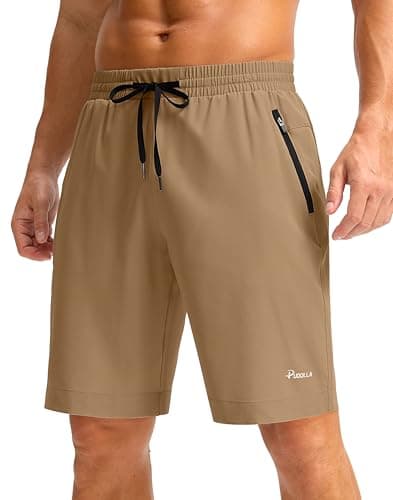 Pudolla Mens Athletic Running Shorts Quick Dry Workout Shorts Lightweight Gym Shorts Casual Shorts(Dark Khaki L9_M) — image 1